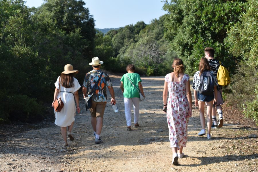 A group of friends on a casual hike